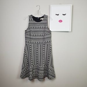Loft black & White Fit & Flare Tribal Knit Dress